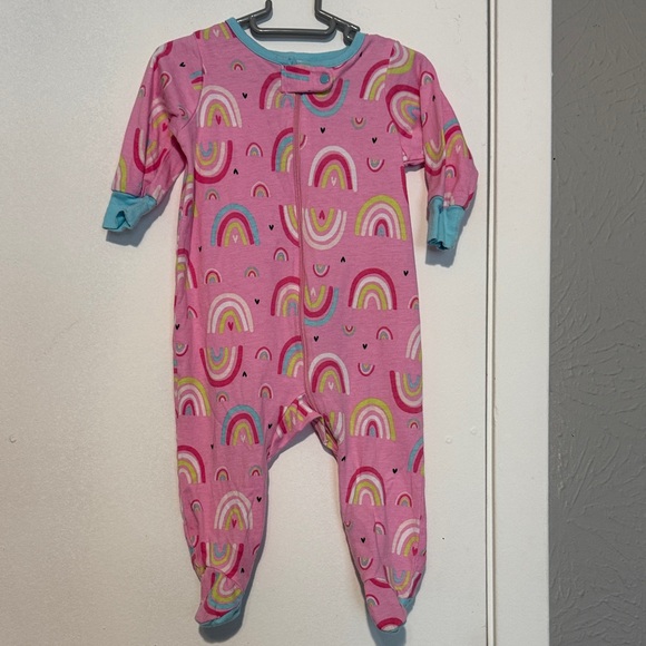 Vibrant Pink Rainbow Footie for Kids - Picture 1 of 4